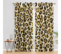 Leopard Print Curtains for Bedroom, African Cheetah Blackout Curtains for Living Room, 72 Drop Eyelet Window Treatments Home Decor 46 X 72 Inch (W X L), 2 Panels X&-12