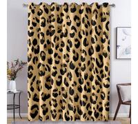 Leopard Print Curtains for Bedroom Living Room, Cheetah Animal Blackout Curtains Eyelet 90 Drop - Thermal Patterned Window Drapes Home Decor 46x90 Inch 2 Panels K4