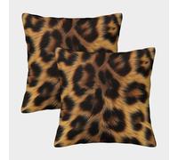 Leopard Print Cushion Covers 2 Pack Decorative Throw Pillow Covers Animal Pattern Throw Pillows Covers with Invisible Zipper For Sofa Couch Bedroom Outdoor Home Office Car Decor 45x45cm