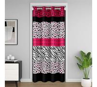 Leopard Print Door Curtain Giraffe Zebra Cheetah Skin Stripe Patchwork Blackout Curtain for Bedroom Doorway Living Room,Rose Black White Door Drape,Kids Boys Girls Room Decor,52"x80" 1 Panel