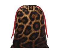 Leopard Print Drawstring Gift Bag â€“ Premium Polyester Holiday & Party Favor Bag With Full-Print Design, Perfect For Christmas, Halloween, And Promotions