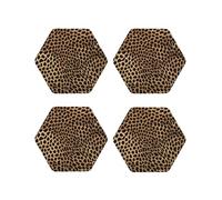 (Leopard Print) Drink Coasters Set Of 4 Non-Slip Leather Coasters For Cups Mugs Glasses Tabletop Protection For Home Office Bar