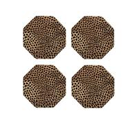 (Leopard Print) Drink Coasters Set Of 4 Non-Slip Leather Coasters For Cups Mugs Glasses Tabletop Protection For Home Office Bar
