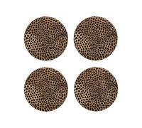(Leopard Print) Drink Coasters Set Of 4 Non-Slip Leather Coasters For Cups Mugs Glasses Tabletop Protection For Home Office Bar