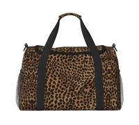 (Leopard Print) Durable Twill Travel Tote Bag Large Capacity Handheld & Crossbody Bag for Weekend Trips,Sports,and Outdoor Activities