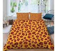 Leopard Print Duvet Cover Set Super King Size Leopard Print Bedding Set 3D Print Soft Breathable Microfiber Quilt Cover 260x220 cm with Zipper Closure und 2 Pillowcases for Bedroom Bed Decor B/1272