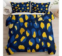 Leopard Print Duvet Cover Sets Dark Blue King Bedding Set with Zipper Closure, Soft Microfiber Quilt Cover with 2 Pillowcases 50x75cm QH431
