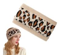 Leopard Print Ear Warmer Headband for Women, Cozy Knit Sports Headband Fashionable Winter Ear Cover & Elastic Head Wrap for Outdoor Running, Skiing, Gifts