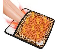 Leopard Print Electric Heating Pad for Feet & Body|Portable Foot Warmer with Digital 3-Temp Display (45/55/65℃)|Type-C Rechargeable Heated Foot Rest Under Desk | Foot Heating Pad for Office & Home
