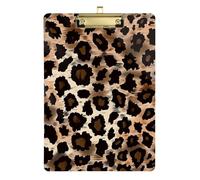 Leopard Print Fashion Brown A4 Speech Therapy clipboard Acrylic Cute for Coaches Medical Classroom Gold 9 x 12 in