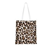 Leopard Print Fashion Canvas Tote Bag With All Over Print Design, Large Reusable Shopper Tote With Double Handles,Beach Tote, Weekend Bag