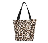 Leopard Print Fashion Canvas Tote Bag With All Over Print Design,Large Reusable Shopper Tote With Double Handles,Beach Tote, Weekend Bag