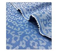 Leopard Print Fashion Jacquard Washed Denim Fabric Material for Sewing, Short Pants,Jeans,Fashion Design（50 * 150 cm）(Color:Light Blue)
