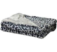 Leopard Print Faux Fur Bed Blanket - Reversible, Ultra Soft & Fluffy Fleece Throw for Bedroom/Couch (Light Grey, 160 * 200cm)