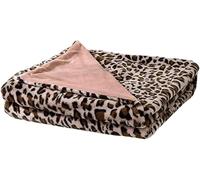 Leopard Print Faux Fur Bed Blanket - Reversible, Ultra Soft & Fluffy Fleece Throw for Bedroom/Couch (Pink, 130 * 160cm)