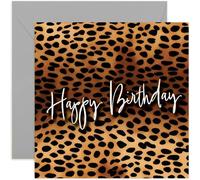 Leopard Print Female Birthday Cards for Her - Happy Birthday Greeting Card for Her - Stylish Birthday Cardw - Gifts for Her - Fashion Birthday Cards - For Women, Sister, Daughter, Friend, BFF