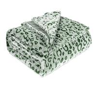 Leopard Print Fleece Throw Blanket Green Blanket for Couch Bed Sofa Room Decor Warm Soft Blanket