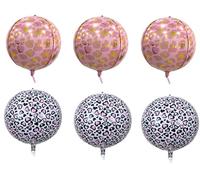 Leopard Print Foil Balloons, 22inch Large Round Ball Animal Foil Balloon, 4D Leopard Theme Balloons, for Cheetah Zoo Themed Wild Jungle Birthday Party Backdrop Decorations(6Pcs)