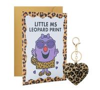 Leopard Print Gifts - Heart Keychain and Funny Leopard Print Card with Envelope Set, Novelty Humour Cards, Personalised Birthday Card, Cute Heart Animal Keyring for Various Occasions, Humour Cards