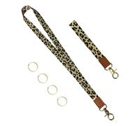 Leopard Print Gifts Neck Lanyard & Wrist Strap Set, Lanyard For Neck With Safety Breakaway, Cruise Luggage Tag Holder Wristlet Keychain for Ski Pass Holder, ID Card, Keys, Badge, Teacher, Office Staff