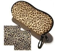Leopard Print Glasses Case Sunglasses Bag, Soft EVA Eyeglasses Protective Pouch with 2Pcs Cleaning Cloths, Women Girls Portable Zipper Storage Bag for Glasses Watches Phones Makeup Brushes