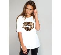 Leopard Print Graphic Oversize Top SewThoughtless White S/M