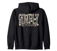 Leopard Print Grateful Daisy Floral Art Zip Hoodie