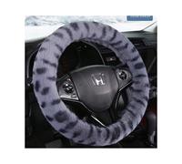 (Leopard print gray, Single steering wheel cover) [Not cold in winter, big plush] Car plush steering wheel cover, car winter handle cover, universal, warm and non-slip