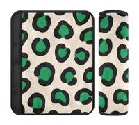 Leopard Print Green Cream 2 Pack car seat Strap Covers Release Stress to Your Neck and Shoulders for Truck forro para cinturon de seguridad