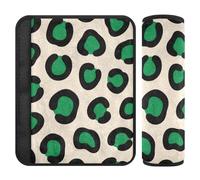 Leopard Print Green Cream 2 Pack Covers for seat Belts Release Stress to Your Neck and Shoulders for Airplane forro para cinturon de seguridad