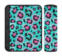 Leopard Print Green Pink 2 Pack seat Belt Covers More Comfort Driving for Auto Protector para cinturón de carro