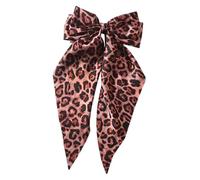 Leopard Print Hair Barrettes - Hair Bows Barrettes Clip with Leopard Print | Satin Bow Ribbon Hair Clips for Curls, Thick, Fine, Straight Hair