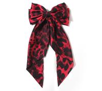 Leopard Print Hair Bows Clip for Women, Hair Clips with Bow Headpiece, Fashionable Hair Accessories, Automatic, Hair Accessory for Party, Wedding, Makeup, Carnival, Dark Red