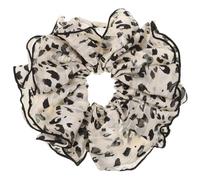 Leopard Print Hair Scrunchie Large Polyester Cloth Elastic Band | Retro Style, Comfortable Ponytail Holder, Feminine Hair Accessory for Women, Eye-catching Everyday Wear