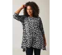 Leopard Print Hanky Hem Top Evans Grey 18