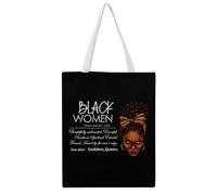 Leopard Print Headwrap Glasses With Gold Frames Bold Red Lips Dark Skin Tone Black Background Canvas Tote Bag, Perfect for Outdoor Picnic, Party, Shopping, Travel-Ideal,Sturdy Handles,Inspired