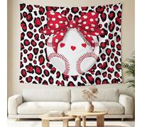Leopard Print Heart Shape Wall Hanging Tapestry Sports Wall Art Large Mural Decor Backdrop Blanket for Bedroom Living Room Decoration 130 x 150 cm
