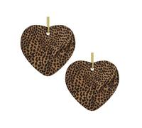 Leopard Print Heart Shaped Christmas Tree Pendants, Ceramic Decorations, Personalized Christmas Ornaments, Novel