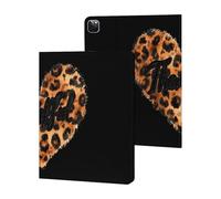 Leopard-Print Heart Thankful Printed Tablet Cases Compatible with iPad Series Slim Trifold Stand Protective Cover