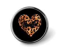 Leopard-Print Heart Thankful Round Metal Brooches 1 Inch Decorative Badges Exquisite Decorations Pins for Clothing