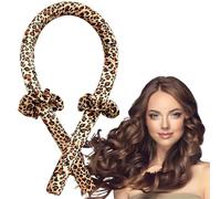 Leopard print Heatless Curling Rod Headband, No Heat Silk Ribbon Rollers for Overnight Sleeping Curls, Styling Kit with Scrunchie Hair Tie