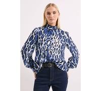 Leopard Print High Neck Blouson Sleeve Blouse Principles Animal 12