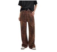 Leopard Print High Waisted Straight Jeans for Women - Plus Size, Stretch, Low Rise, Baggy Trousers - UK Ladies Jeggings Size 16-18 with Button Zipper