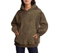 Leopard Print Hoodies For Women 2025 Trendy Oversized Hooded Pullover Long Sleeve Fleece Sweatshirt With Pockets(Brown,XXL)