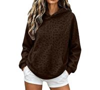 Leopard Print Hoodies for Women Hood Sweatshirt 2000s Graphic Pullover Tops | Y2K Boyfriend Hoodie Drop Shoulder Long Sleeve Casual Fall Sweatshirt with Kangaroo Pockets Trendy Basic Oversized Streetwear