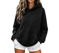 Leopard Print Hoodies for Women Hood Sweatshirt 2000s Graphic Pullover Tops | Y2K Boyfriend Hoodie Drop Shoulder Long Sleeve Casual Fall Sweatshirt with Kangaroo Pockets Trendy Basic Oversized Streetwear