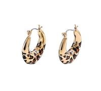 Leopard Print Hoop Earring for Women Vintage Elliptical U-Shaped Geometric Huggie Dangle Hoops Earrings Animal Print 90s Aesthetic Goth Rock Y2k Jewelry