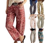 Leopard Print Jeans Casual Mid Leopard Printed Wide Leg Denim Ankle Pants Barrel Leg Trousers Casual Loose Women's Baggy Barrel Jeans