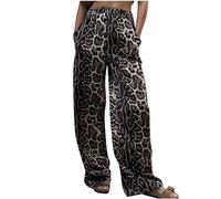 Leopard Print Jeans Womens Oversized Straight Leg Baggy Trousers Wide Leg High Waisted Pants Ladies Y2K Jeans Street Wear Hip Hop Vintage Denim Pants Cotton Loose Boyfriend Jeans S-3XL Clearance