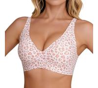 Leopard Print Jelly Bra Wireless Seamless Bra Push Up Comfort Sleep Bralettes T Shirt Bras Comfortable Wireless T-Shirt Bralettes with Support Padded and Adjustable Jelly Bras for Women UK